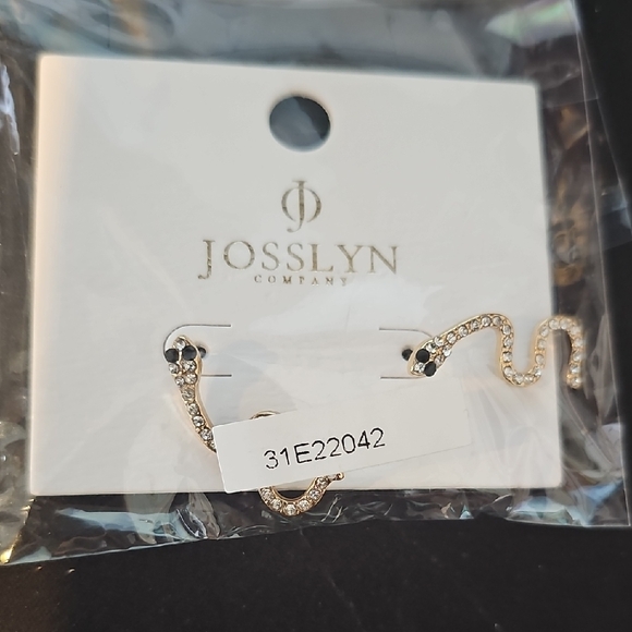 Rhinestone Snake Stud Earrings - Picture 5 of 5